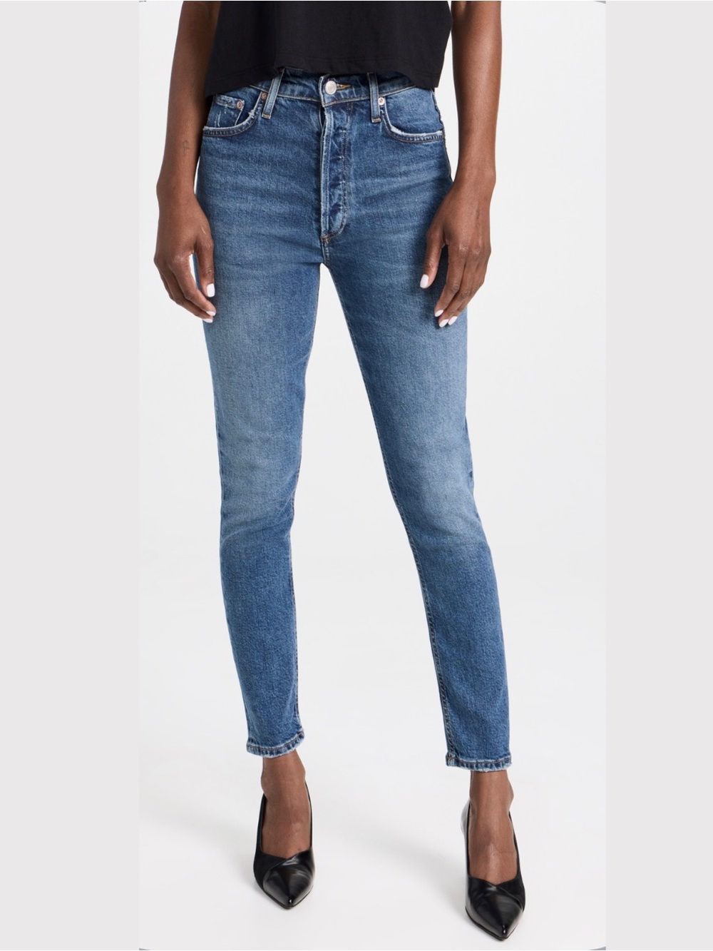 AGOLDE Nico High Rise Slim Straight Jeans Blue 27 Minimalist Capsule Boho Grunge